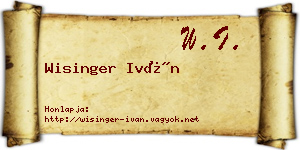 Wisinger Iván névjegykártya